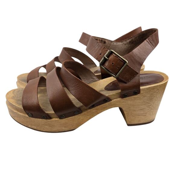 Madewell Sigrid Wood Heel Sandals Womens 9 Platform Brown Leather Studded Boho - Picture 6 of 11